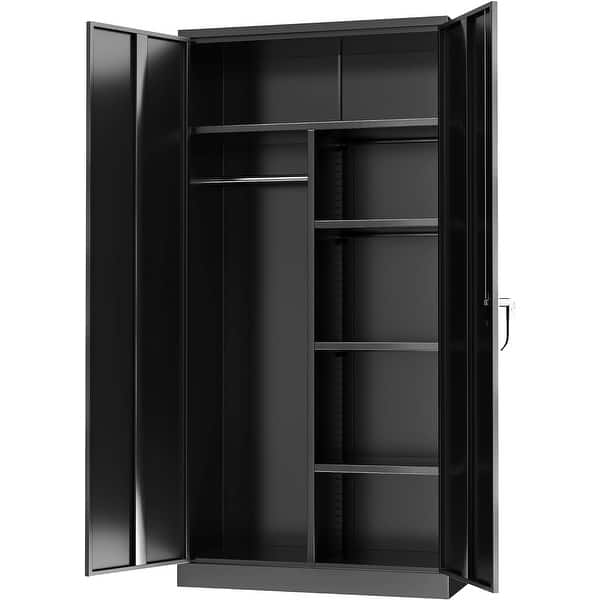 72" Tall Metal Wardrobe Armoire Closest Storage with Lock and Hanging Rod On Sale